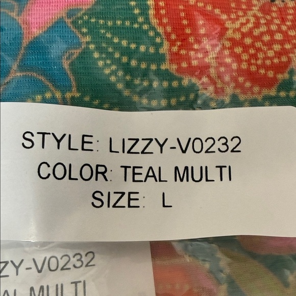 Dear Scarlett Vibrant Floral V-Neck Blouse With Rich Teal & Bold Multi Colors - Picture 7 of 7